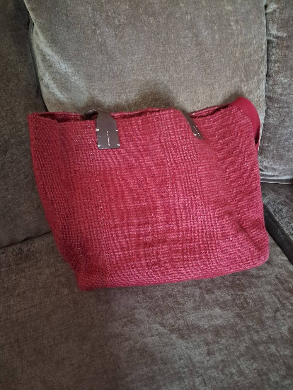 J JILL JUTE TOTE WITH LEATHER HANDLES - Picture 2 of 6
